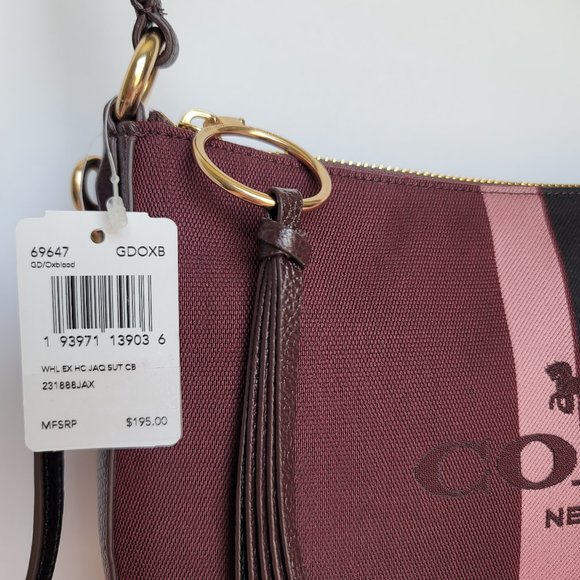 COACH Sutton Horse and Carriage Jacquard & Leather Crossbody-Oxblood Multi color - Picture 16 of 16
